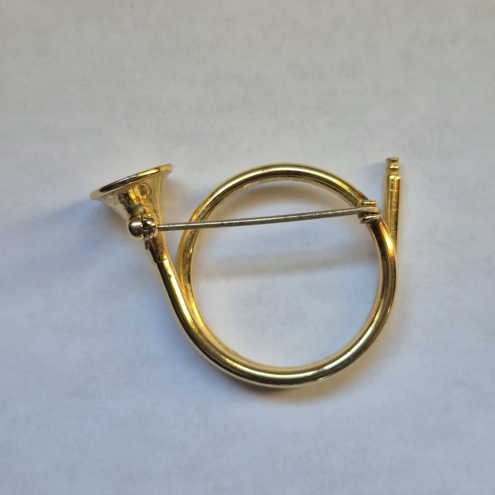 Vintage French Horn Brooch Pin